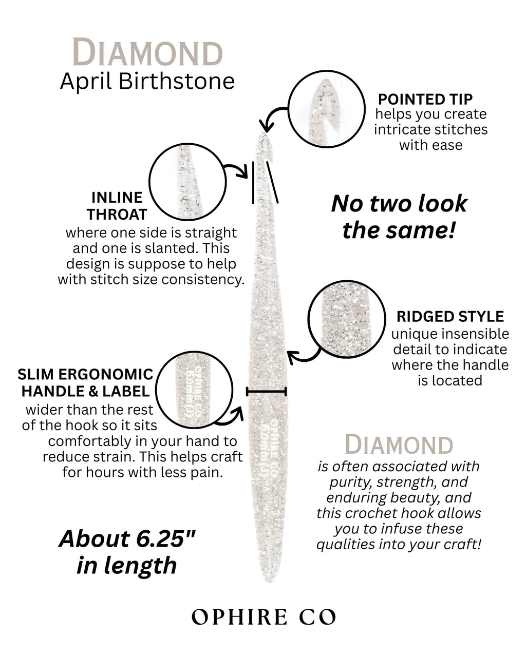 Diamond April Birthstone Crochet Hook