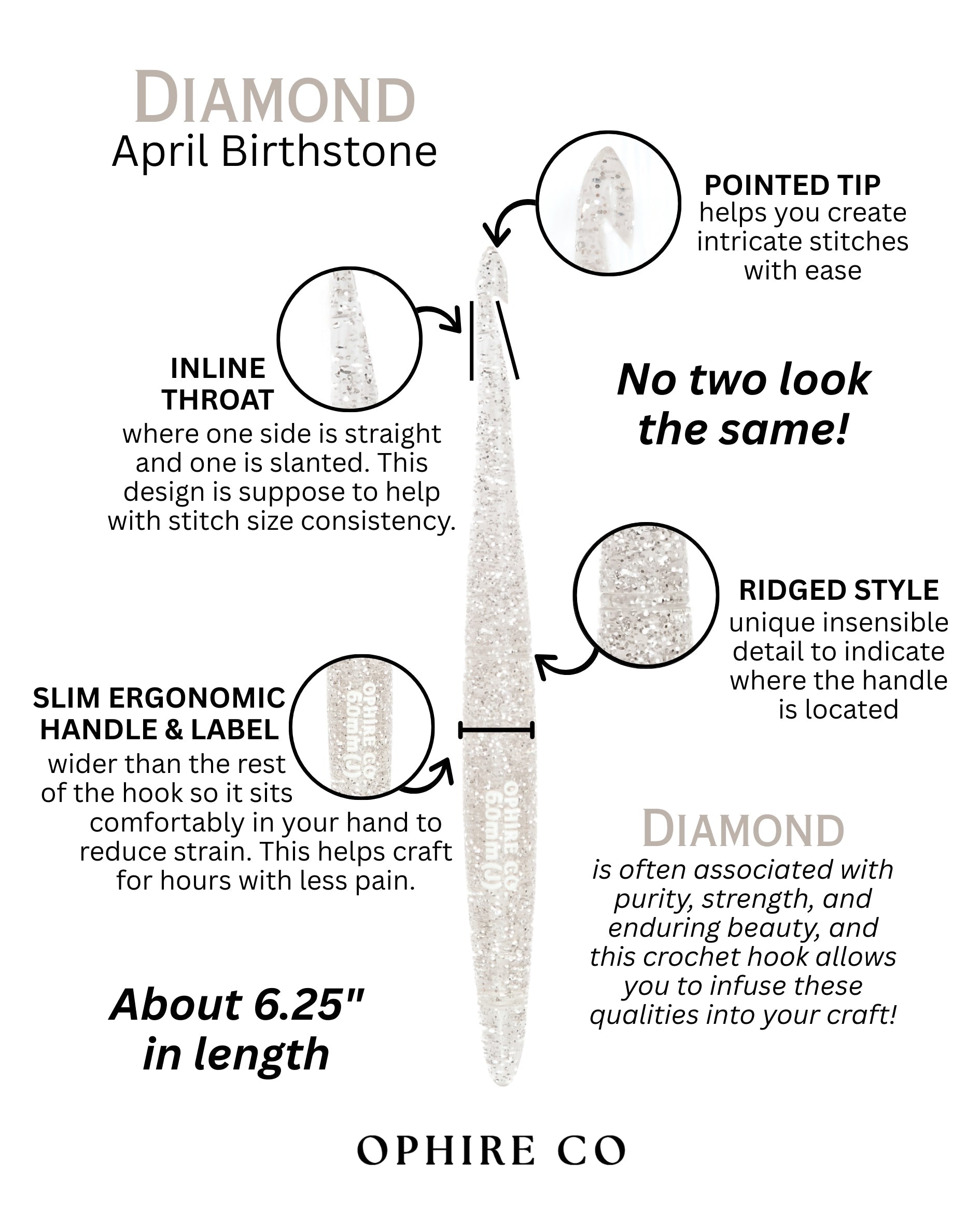 Diamond April Birthstone Crochet Hook