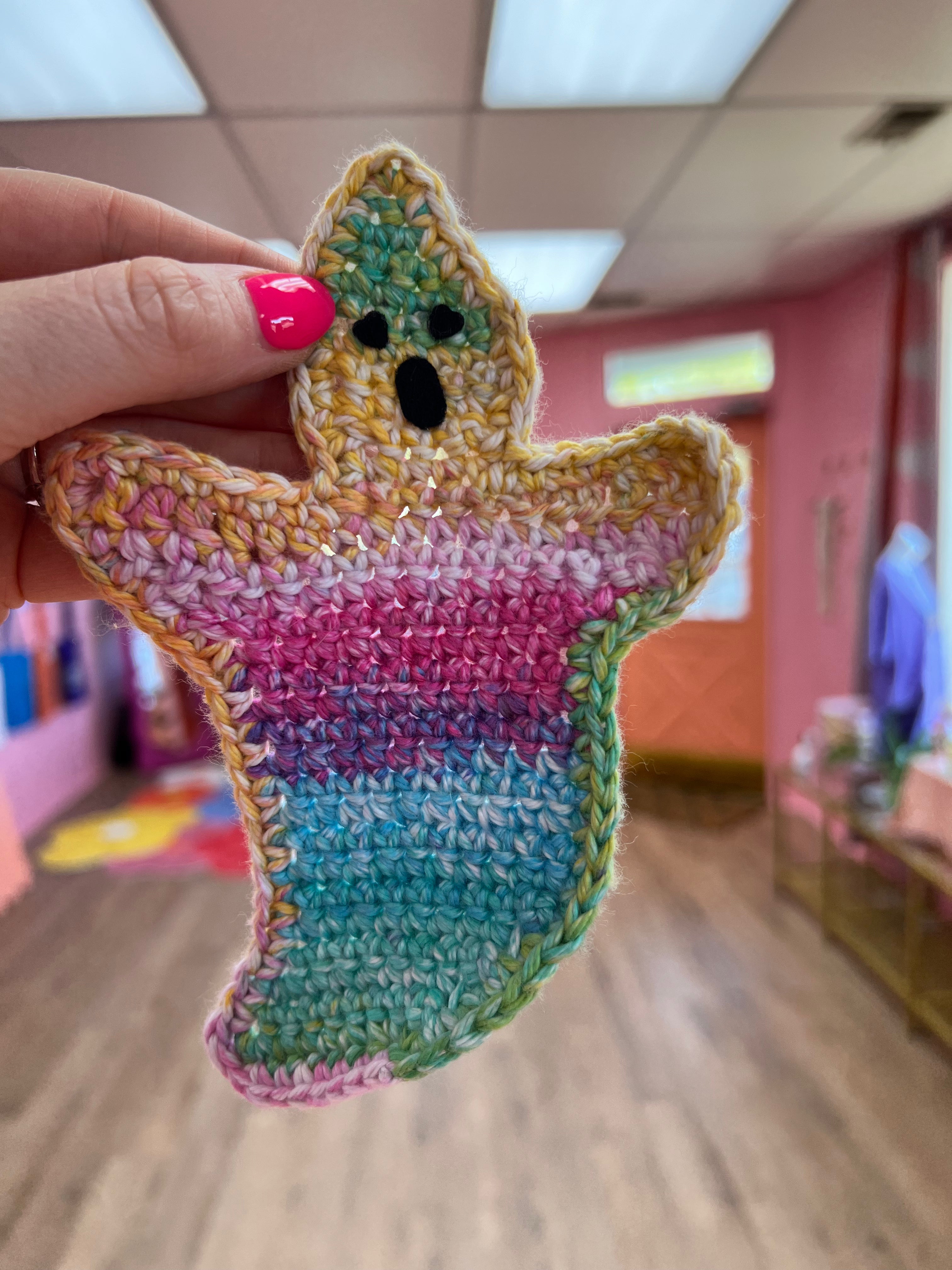 Colorful Ghost Crochet Coaster