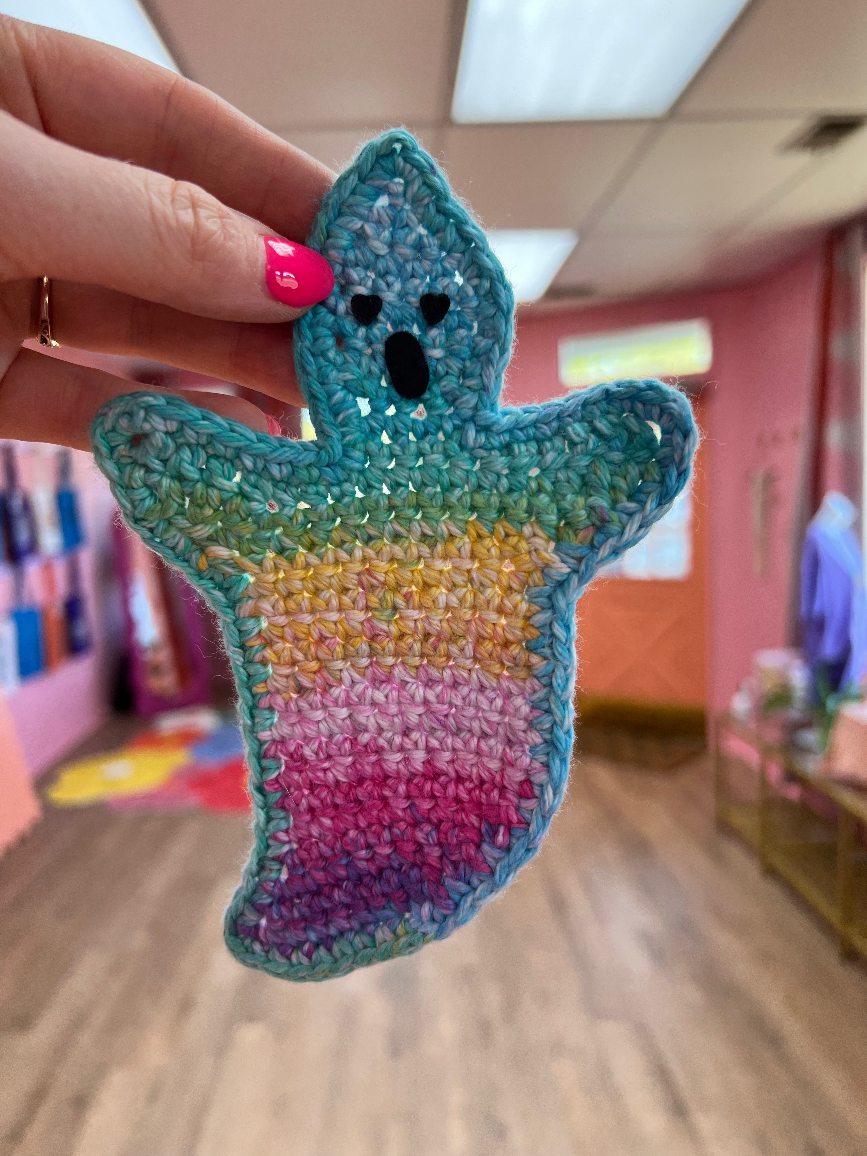 Colorful Ghost Crochet Coaster