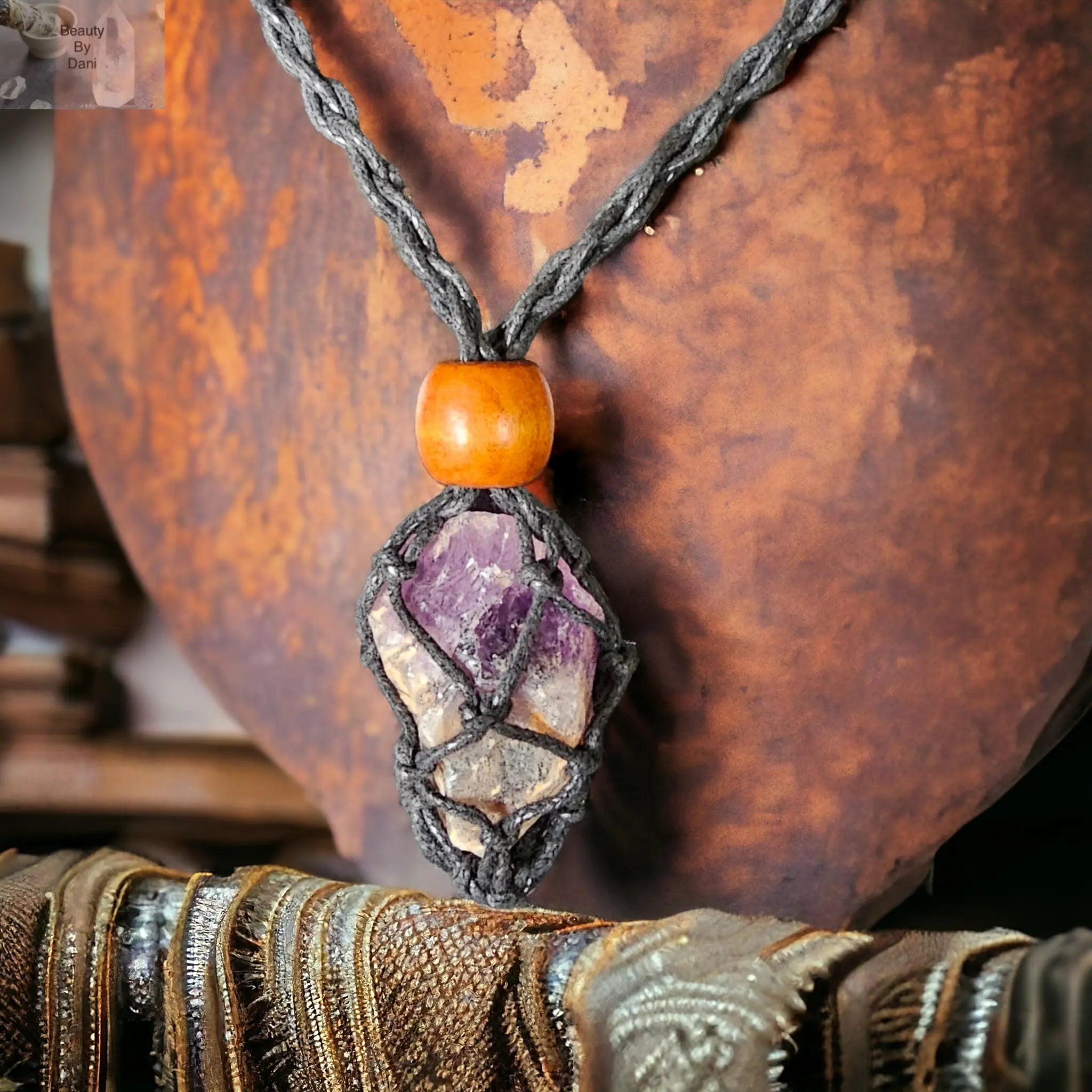 Handcrafted Amethyst Crochet Necklace